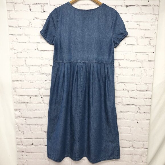 Vtg Denim Floral Peasant Modest Cottagecore 90s Mom Teacher Sz 8 - Picture 2 of 8